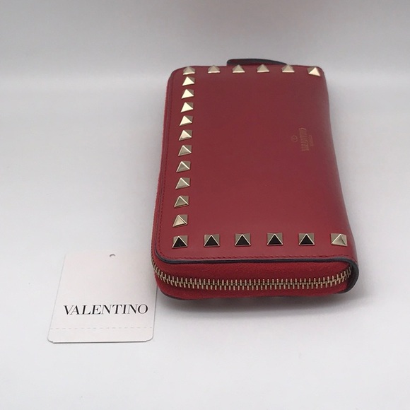 Valentino Garavani Rockstud Continental Leather Wallet. EUC  RED - Picture 8 of 16